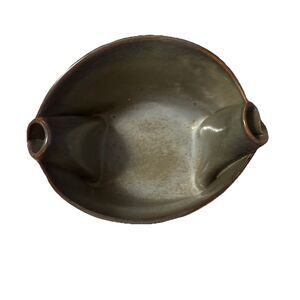 VTG Hilborn Signed Original Abstract Studio Pottery Bowl Matte Brown Artisan Art